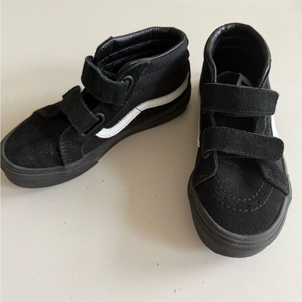 Vans Kids Black and White Velcro Sneakers